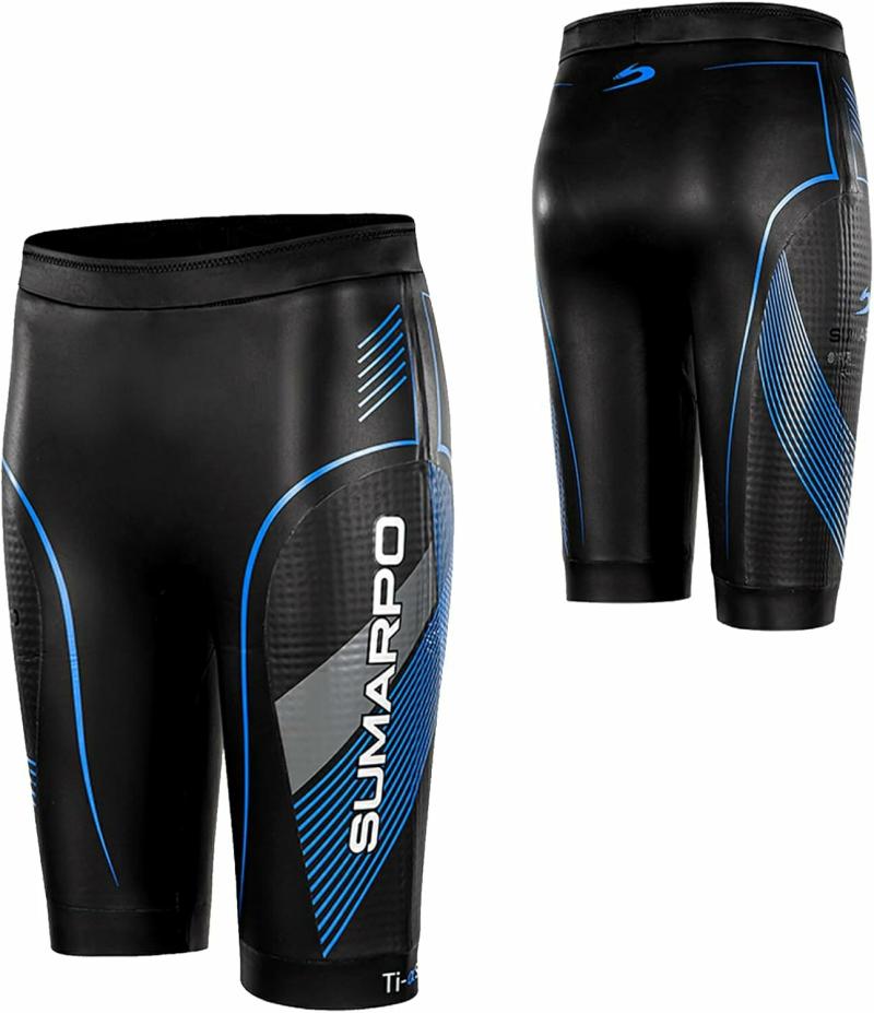 Equipo De Entrenamiento  | Mallas De Natación Atléticas Para Hombres Con Flotabilidad, Pantalones Cortos De Traje De Triatlón De Neopreno Smoothskin Yamamoto Para Entrenamiento De Natación, Piscina, Agua Libre, Flujo. Equipo De Entrenamiento Azul