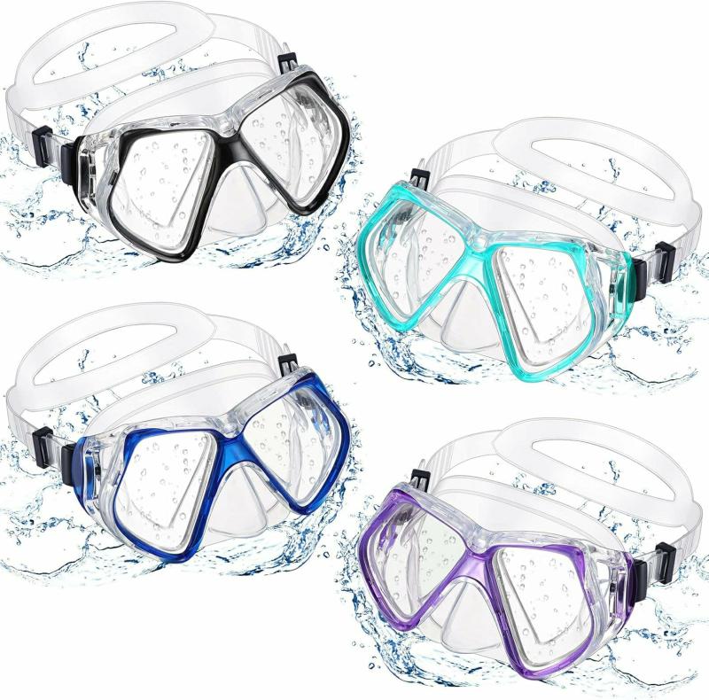 Gafas De Protección  | 4 Piezas De Gafas De Buceo Para Adultos Con Cubierta Nasal, Máscara De Natación, Gafas De Vidrio Templado, Máscara De Snorkel, Equipo De Buceo Para Adultos Y Jóvenes Gafas De Protección Gafas De Protección