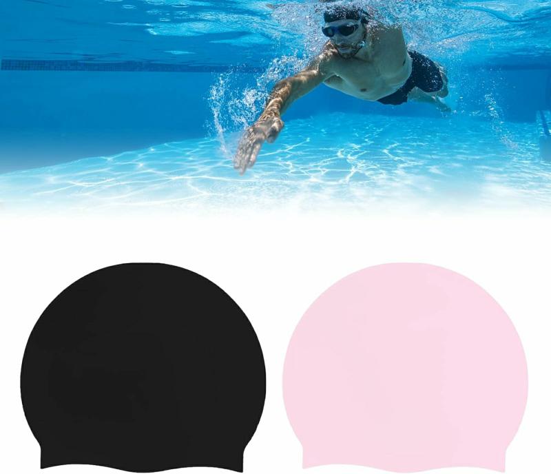 Gorros De Natación  | 2 Piezas De Gorro De Baño De Silicona – Gorras De Natación Unisex Para Cabello Largo, Trenzas, Dreadlocks Y Rizos – Gorro Impermeable Para Niños, Hombres, Adultos, Niñas Y Niños – Mantén Tu Cabello Seco Gorros De Natación Gorros De Natación