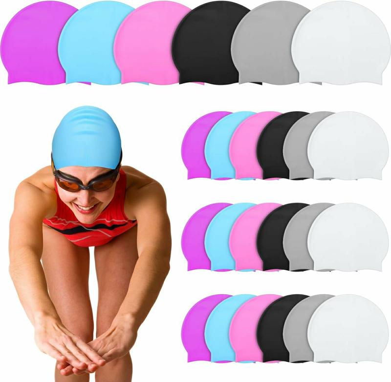 Gorros De Natación  | 24 Piezas Gorro De Baño De Silicona Unisex Para Adultos, Gorro De Natación Impermeable Para Hombres, Gorro De Piscina Duradero Y Antideslizante, Gorro De Natación Elástico Y Sin Arrugas Para Entrenamiento Y Competición, Ideal Para Cabello Largo Y Corto. Gorros De Natación Gorros De Natación