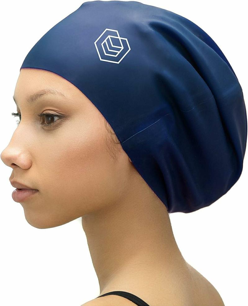 Gorros De Natación  | Gorro De Baño Grande Para Cabello Largo – Diseñado Para Cabello Largo, Dreadlocks, Extensiones, Trenzas, Rizos Y Afros – También Para Hombres – Silicona (Xxl, Marino) Gorros De Natación Gorros De Natación