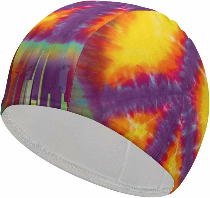 Gorros De Natación  | Gorro De Baño Tie Dye Con Signo De Paz Para Hombres Y Mujeres, Gorro De Natación De Alta Elasticidad Antideslizante, Ideal Para Cabello Largo/Corto Gorros De Natación Gorros De Natación