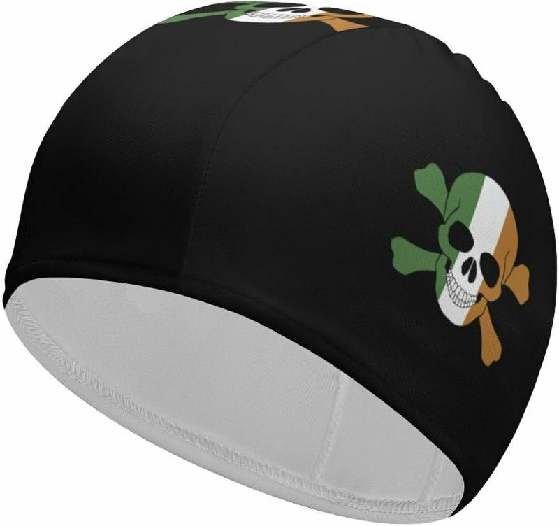 Gorros De Natación  | Gorro De Baño Unisex Clásico Con Calavera De La Bandera De Irlanda – Gorro De Natación Gráfico Cómodo Para Cabello Largo Y Corto Gorros De Natación Gorros De Natación