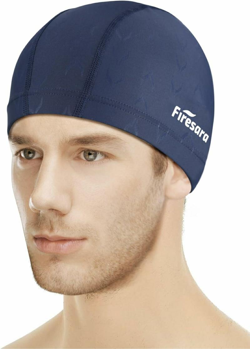 Gorros De Natación  | Gorro De Natación De Tela Con Cola De Pez Para Hombres, Gorro De Natación Transpirable De Alta Elasticidad, Secado Rápido, Protección Suave Para El Cabello, Ideal Para Cabello Largo Y Corto, Niños Y Niñas. Gorros De Natación Azul