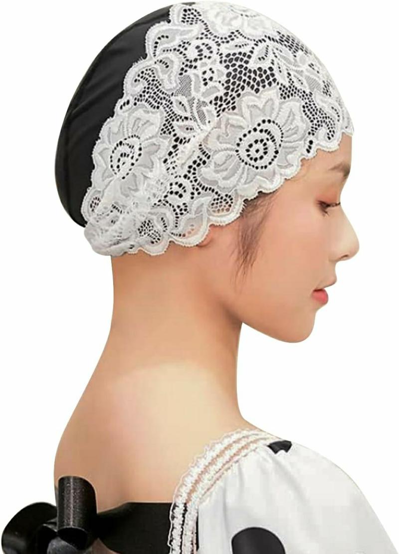 Gorros De Natación  | Gorro De Natación De Tela De Encaje De Moda, Gorro De Baño Grande Y Elástico Para Cabello Largo Y Corto, Turbante Para Cubrir La Cabeza, Envoltura Para Chicas. Gorros De Natación Gorros De Natación