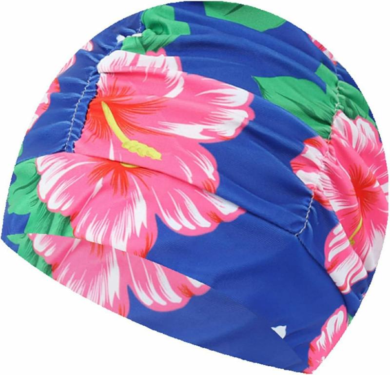 Gorros De Natación  | Gorro De Natación De Verano Con Estampado Floral Para Cabello Largo, Gorro De Baño Estilo Plisado Para Chicas, Ideal Para Playa Y Surf. Gorros De Natación Gorros De Natación