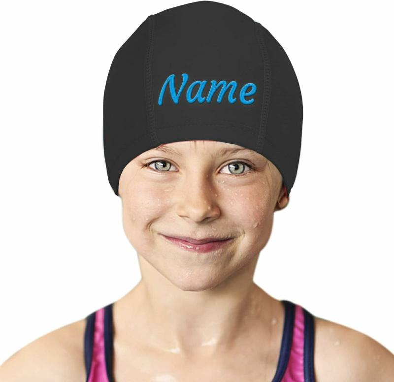 Gorros De Natación  | Gorro De Natación Para Niños, Bordado Personalizado Con Nombre, Tela De Nailon, 1 Pieza De Gorros De Natación Para Niños Y Niñas. Gorros De Natación Gorros De Natación