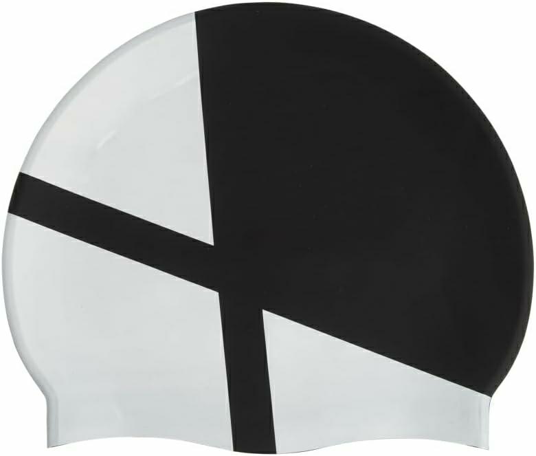 Gorros De Natación  | Gorro De Natación Unisex De Silicona Para Adultos Icons Team Stripe Con Borde Reforzado, Gorro Plano Elegante Para Fitness Y Natación, Talla Única. Gorros De Natación blanco