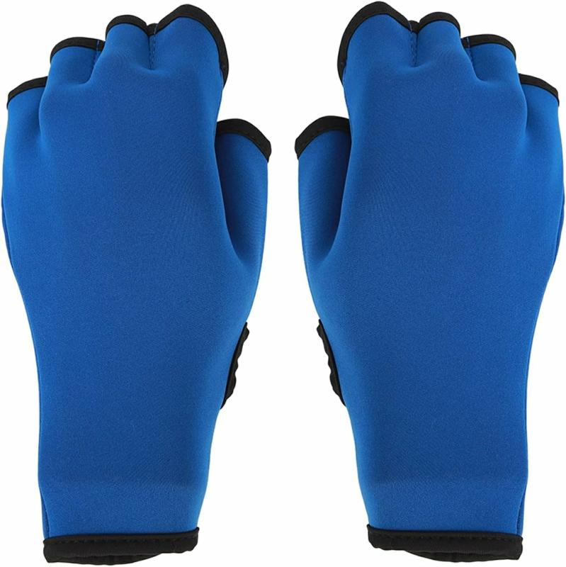 Guantes Acuáticos  | Guantes De Natación Con Membrana Para Entrenamiento De Resistencia Al Agua, Guantes Acuáticos De Neopreno Sin Dedos Con Diseño Antideslizante, Cierre Ajustable En La Muñeca, Color Azul. Guantes Acuáticos Guantes Acuáticos