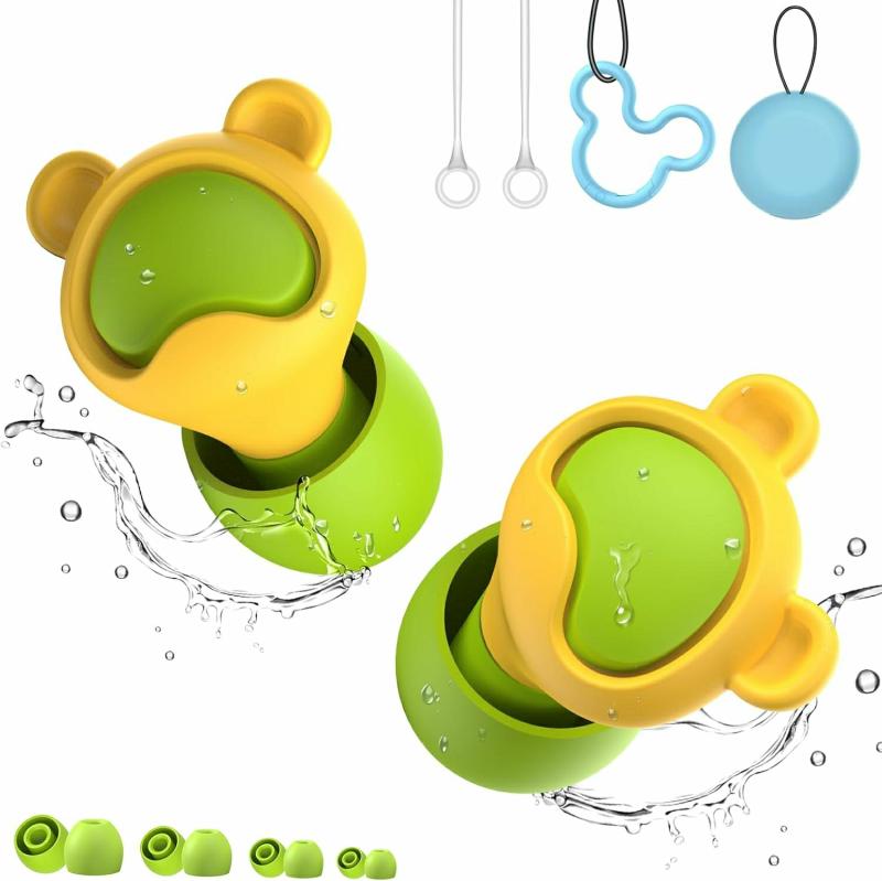 Tapones Para Los Oídos  | Tapones Para Nadar, Protección Auditiva Tapones Para Nadadores Para Niños (6-12 Años), Tapones Reutilizables Para Piscina, Ducha, Baño Y Deportes Acuáticos, Con Cordón Para Tapones (Amarillo) Tapones Para Los Oídos Tapones Para Los Oídos