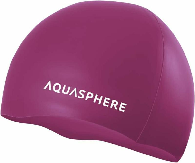 Gorros De Natación  | Gorro De Natación Unisex Para Adultos Aqua Sphere De Silicona Lisa, Cómodo, Duradero, Resistente Al Cloro, Protección Uv, Aprobado Por Fina – Rosa Oscuro Con Blanco Gorros De Natación Gorros De Natación