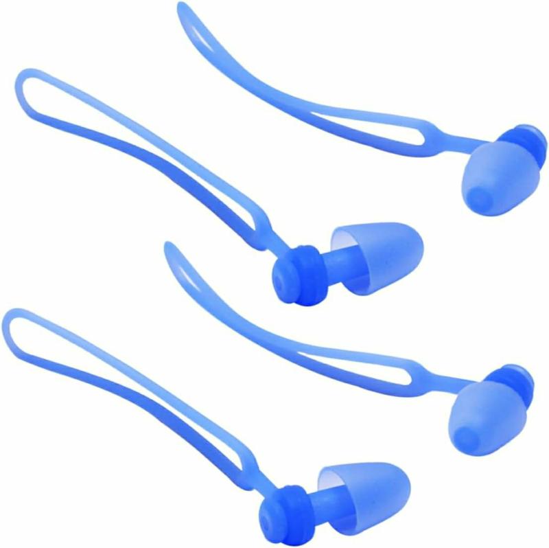 Tapones Para Los Oídos  | 2 Pares De Auriculares Tapones De Silicona Para Oídos Tapones Para Los Oídos Para Nadar Tapones De Silicona Auriculares Principales Cuerda De Auriculares Cable Para Niños Azul Tapones Para Los Oídos Azul